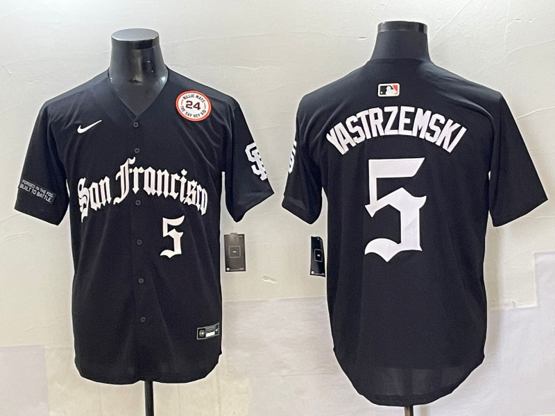 Men 2025 San Francisco Giants #5 Yastrezemski Black Five generations Joint Name Nike MLB Jersey style 23->san francisco giants->MLB Jersey